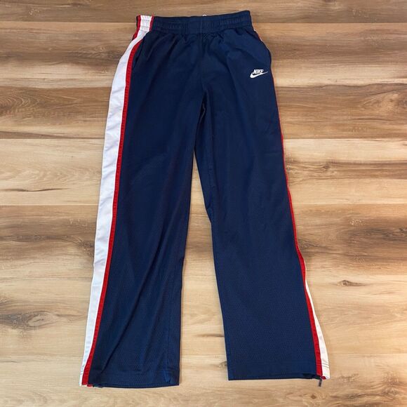 Nike Pants Mens XL Blue Performance Mesh Stripes Drawstring Zip Ankle Y2K - Picture 1 of 10